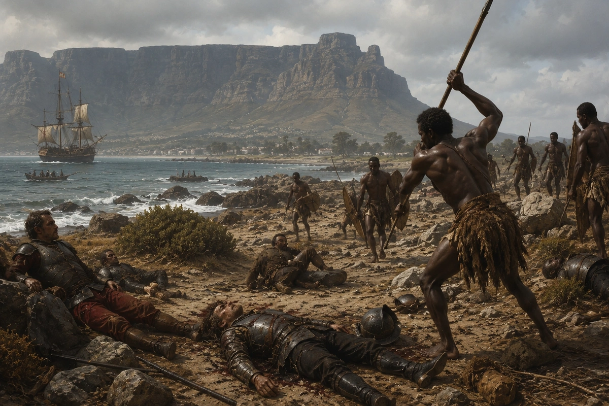 The bay at the foot of Table Mountain where Francisco d'Almeida and fifty of his men were killed by Khoikhoi warriors in 1510, near the modern Woodstock beach.